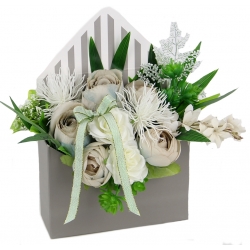 BUKIET w szarej KOPERCIE na prezent MIX kwiatów